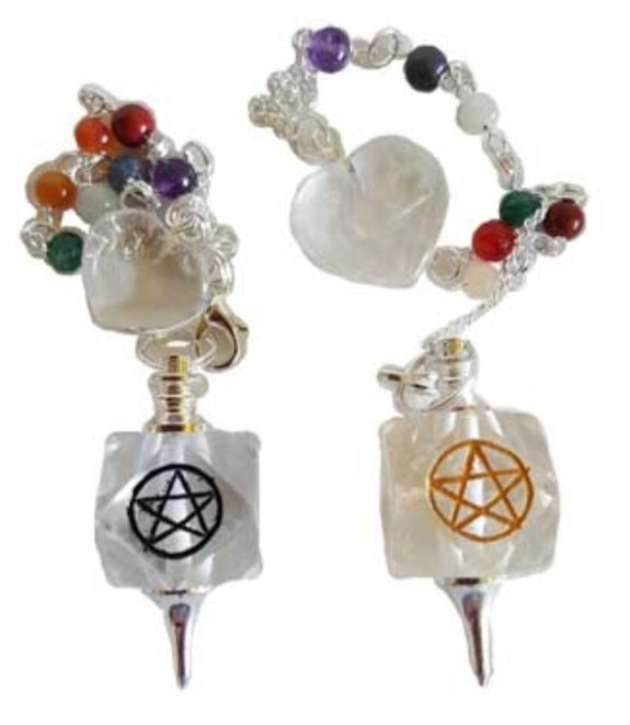 Clear Quartz Chakra Pentagram pendulum