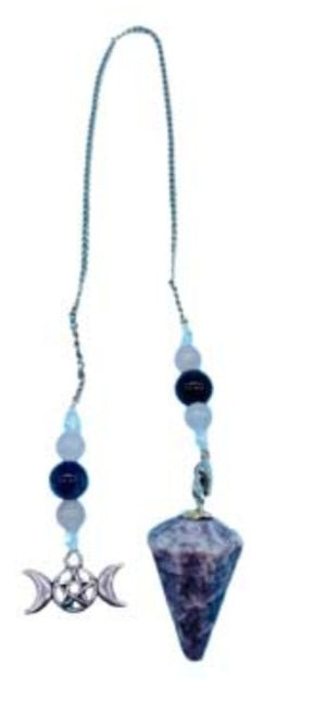 Lepidolite Triple Moon 6 sided pendulum