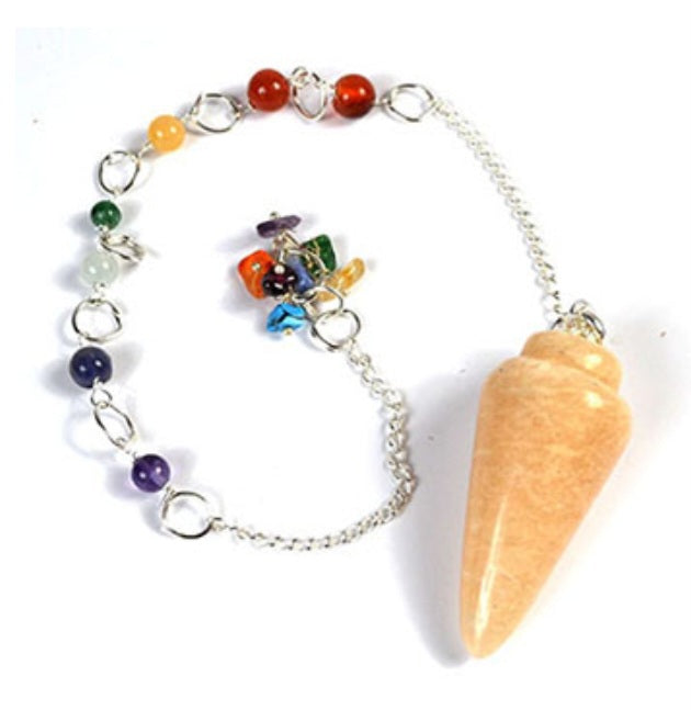 Moonstone, Peach 7 Chakra pendulum