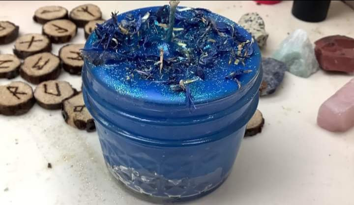 Blue smapll jar candle - Burning Times Candles