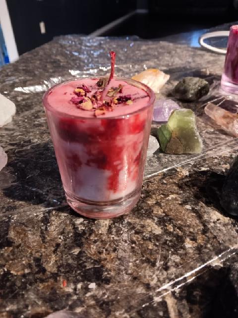 Red Marbled Glass Votive