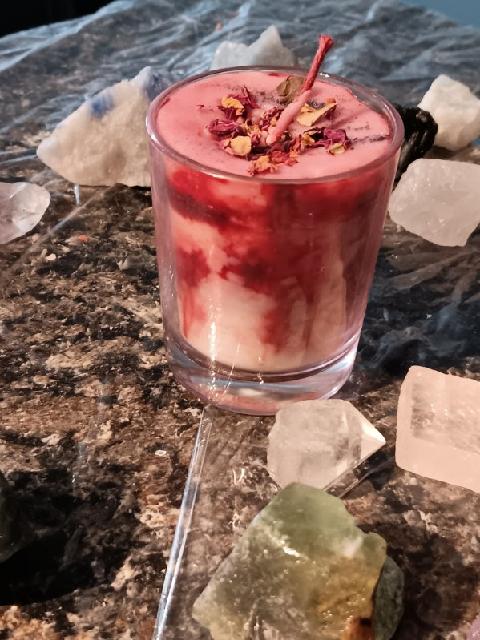 Red Marbled Glass Votive