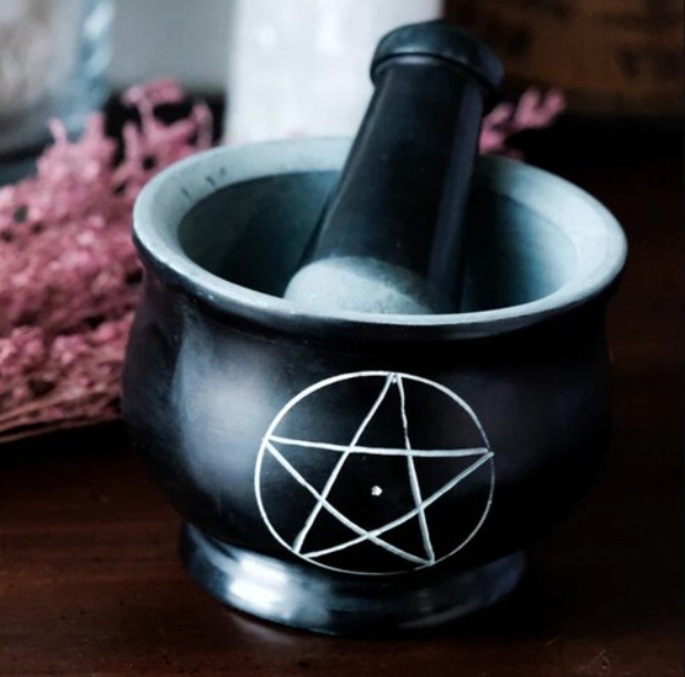 Black Pentagram Mortar and Pestle