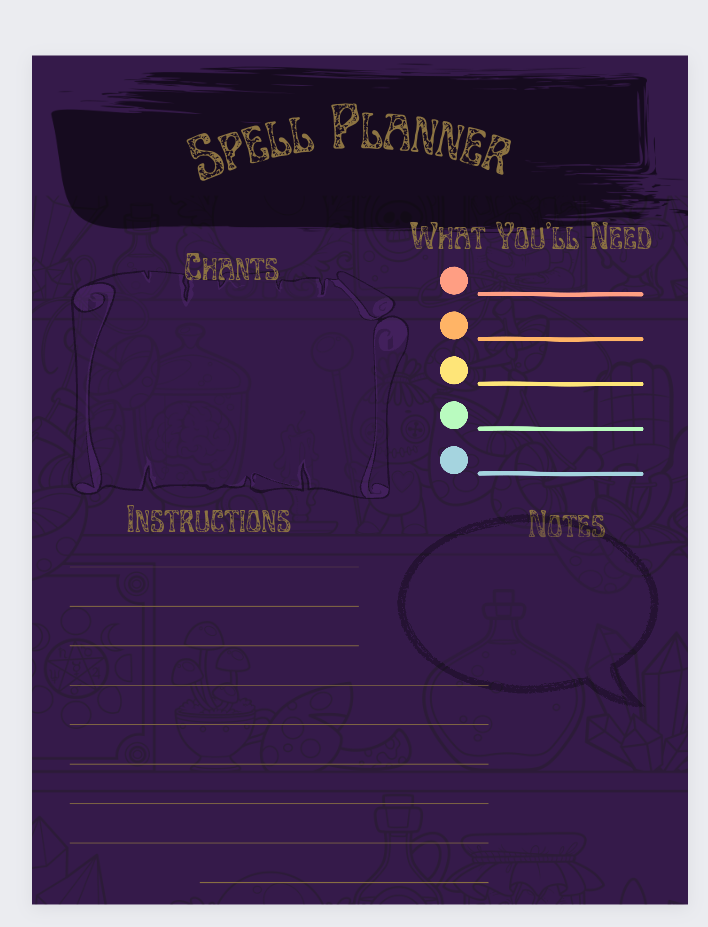 Spell Planner Digital Print