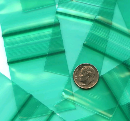 ReSealable bags 2" x 2" 100/pkg 2.5mil Green